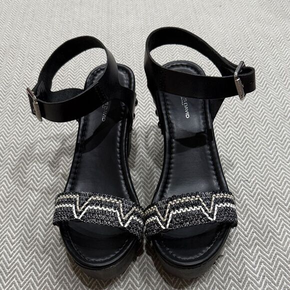 Charles David Black and Silver Platform Sandals Size 8 - Picture 2 of 6